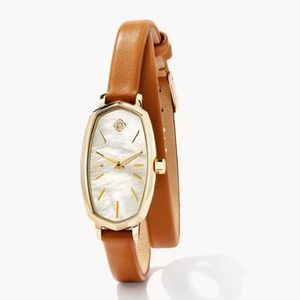 Kendra Scott Elle Gold Tone Stainless Steel Leather Wrap Watch